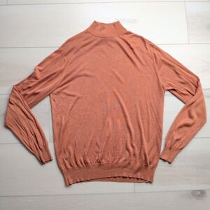 Jos. A. Bank Mock Neck Sweater Mens Large Signature Collection 100% Silk Brown